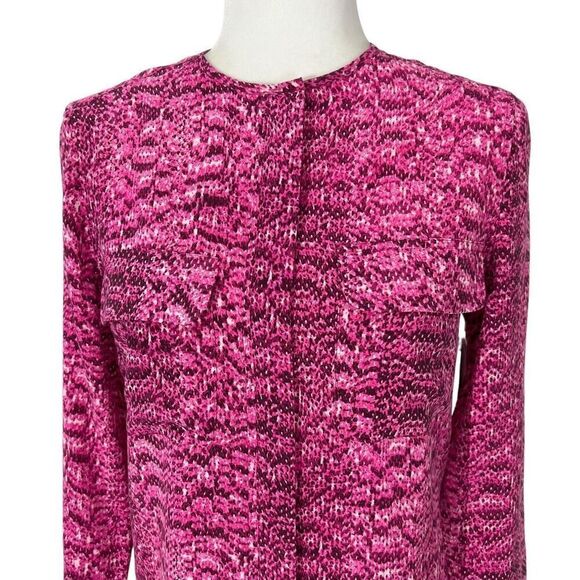 Equipment New w Tags Snakeskin Buttoned Tunic Blouse Silk Magenta XSmall - Picture 2 of 12